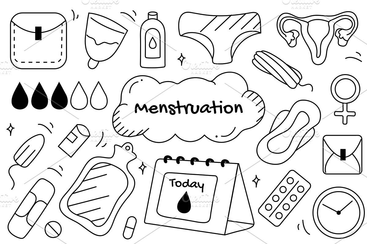 Line set Menstruation, an Object Illustration by Dessign Sells