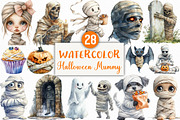 Watercolor Halloween Mummy Clipart, an Illustration by Craft Nest (Thumbnail 1 of 6)