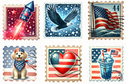 4th Of July Postage Stamp Clipart, an Illustration by OK Design (Thumbnail 4 of 5)
