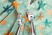 9 Robotic Arm Holding Fabric Mockup, a Mockup by GraphicVil (Thumbnail 11 of 12)