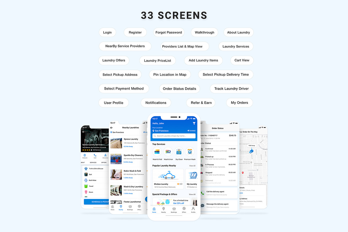 Wash It : Laundry App UI kit, an UI Kit Template by App Innovation (Photo 3 of 6)