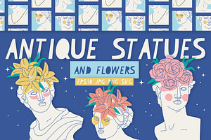 Antique statues and flowers
