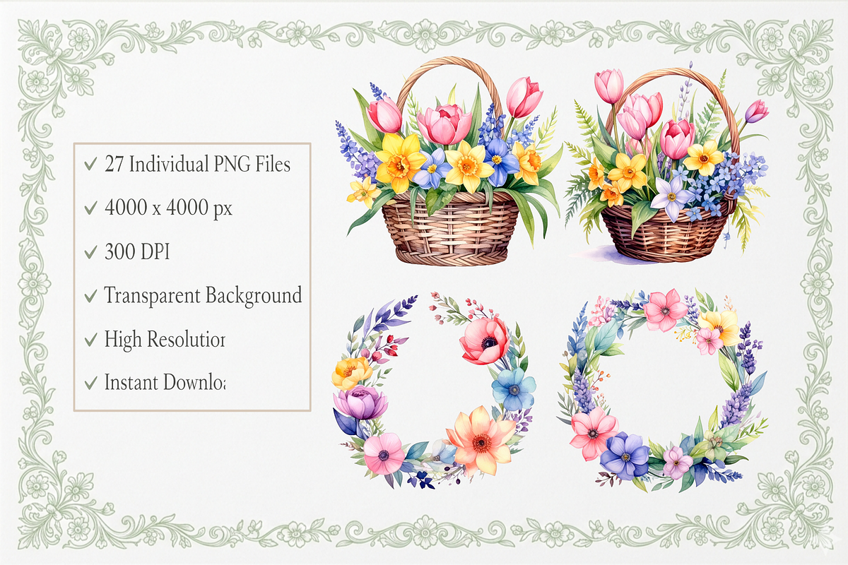 Watercolor Spring Flowers Collection, an Illustration by Print Haven (Photo 2 of 6)