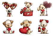 Quirky Valentines Dogs Clipart, an Illustration by Dream Creation (Thumbnail 5 of 6)