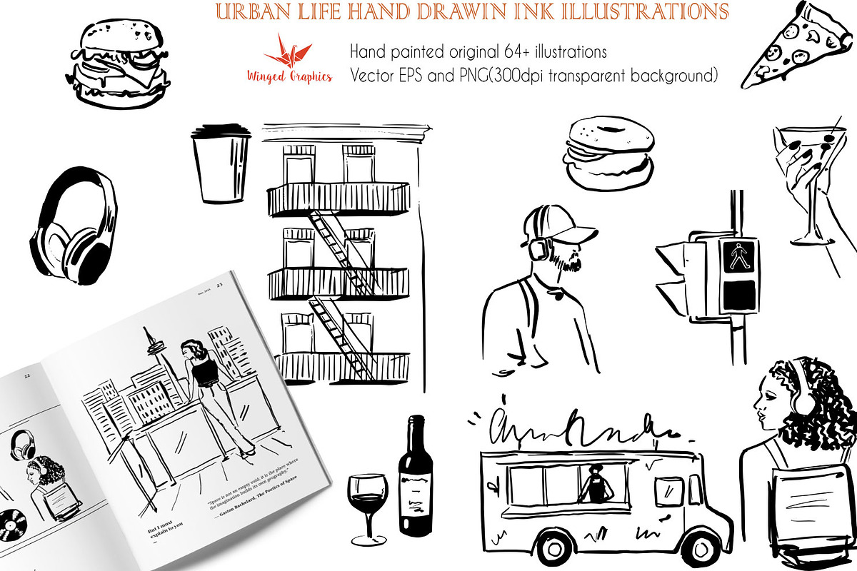 Urban life hand drawn illustrations, a Person Illustration by Winged Graphics (Photo 4 of 5)