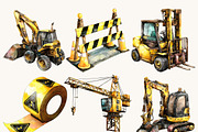 Watercolor Construction Vehicles, a Transportation Illustration by BusyDaydesign (Thumbnail 10 of 10)