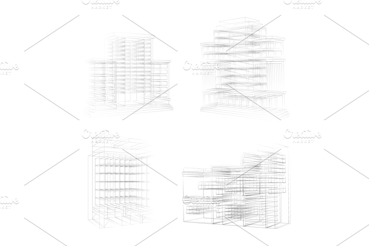 Abstract architecture line drawing, an Object Graphic by BeOGraphic