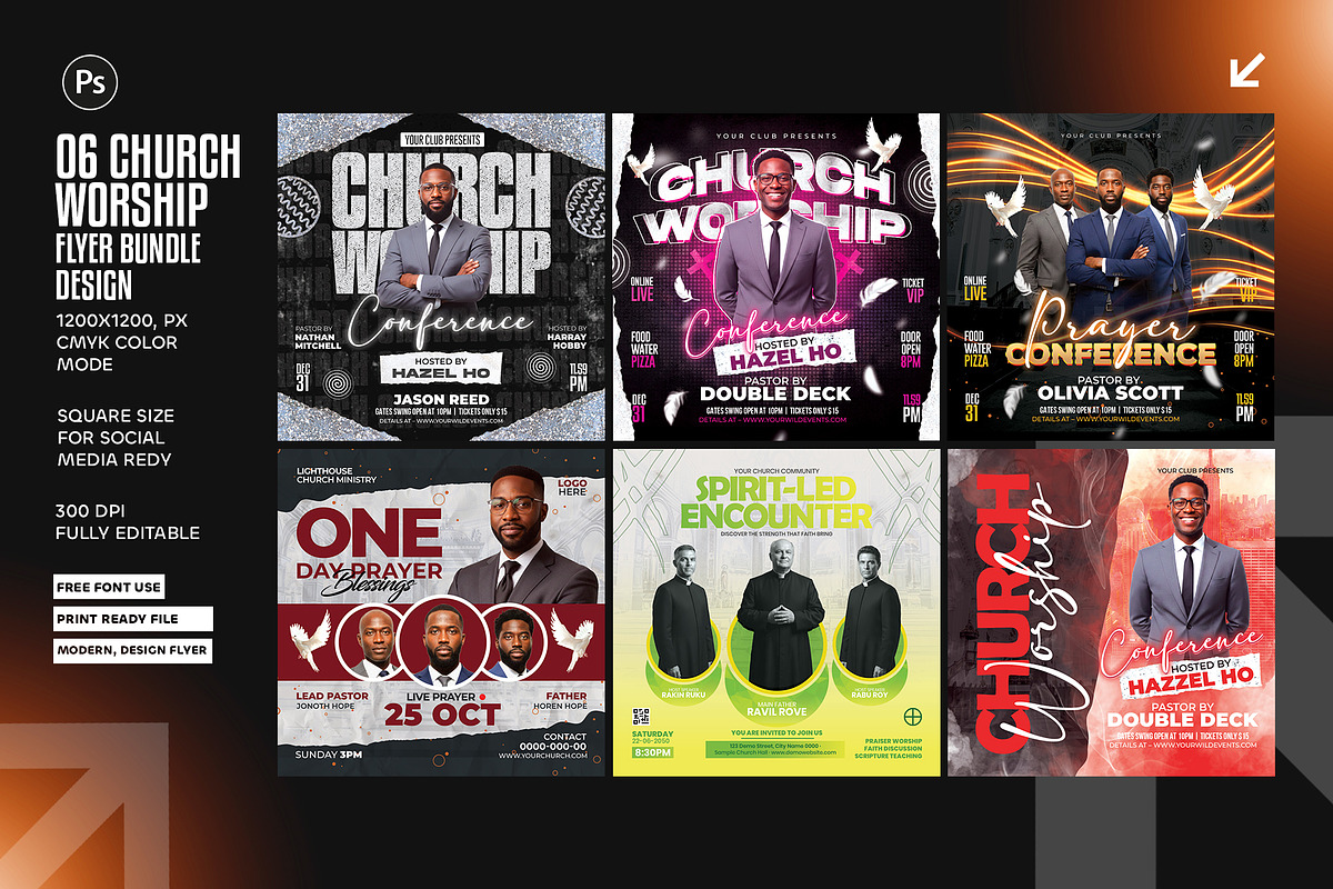 6 Church Flyer Design Bundle, a Flyer Template by Shajib Shikder (Photo 1 of 7)
