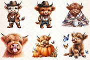 Adorable Cute Highland Cow Clipart, a Seasonal Illustration by Rose Art (Thumbnail 3 of 4)