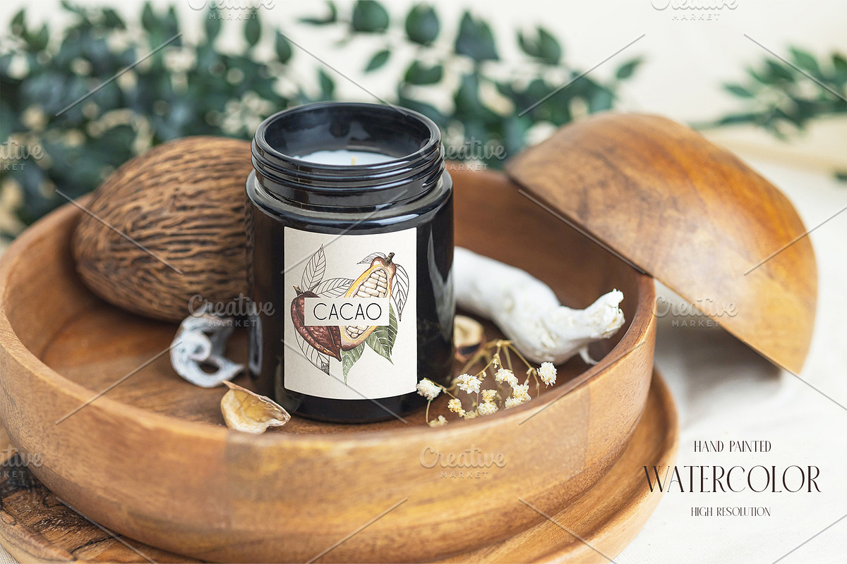 Watercolor Cacao Beans, a Food Illustration by MayaNavits (Photo 2 of 13)