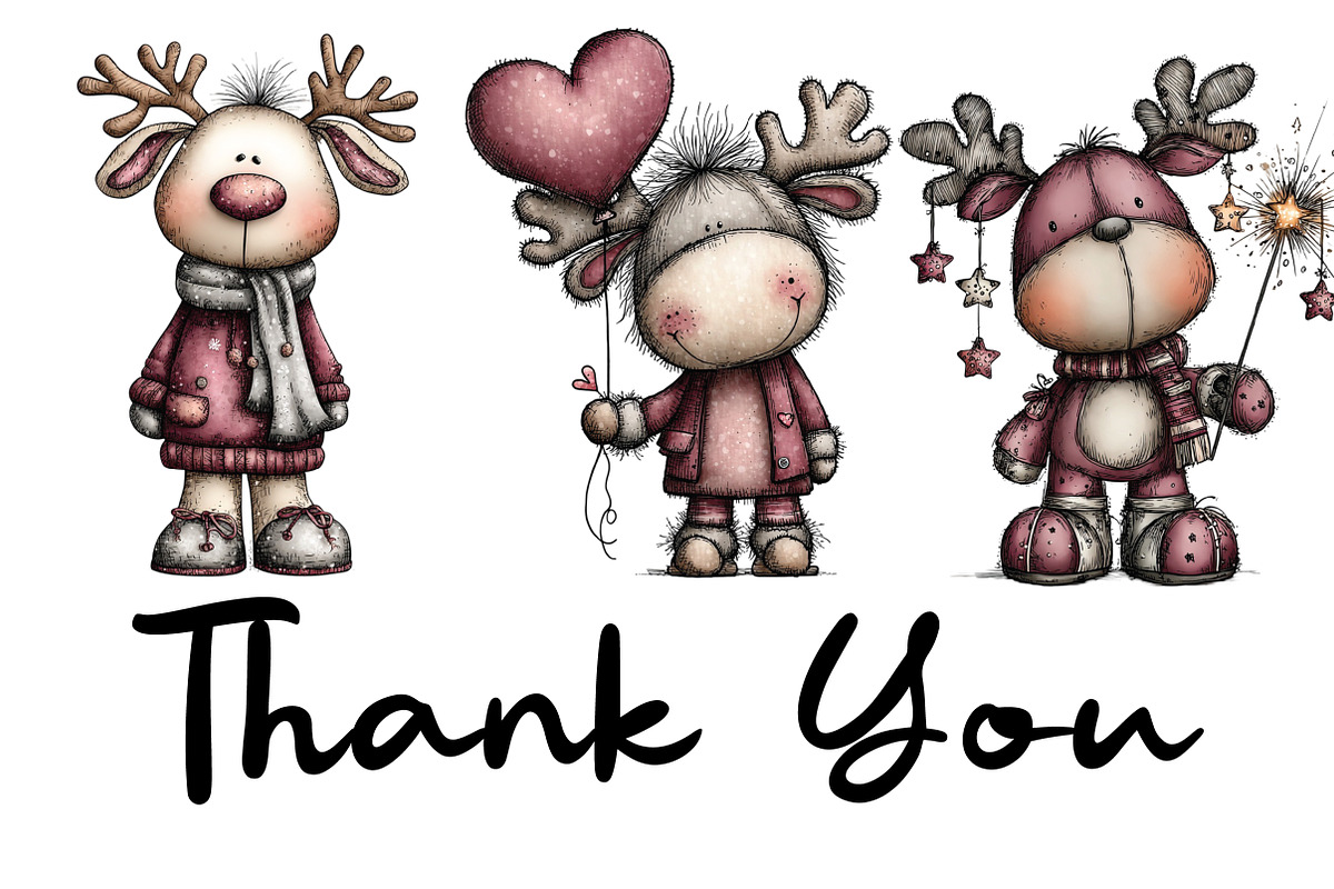 Whimsical New Year Reindeer Clipart, an Illustration by CraftArtStudio (Photo 6 of 6)