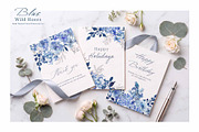 Watercolor Blue Roses with Birds, an Object Graphic by Sawango Designs (Thumbnail 2 of 13)