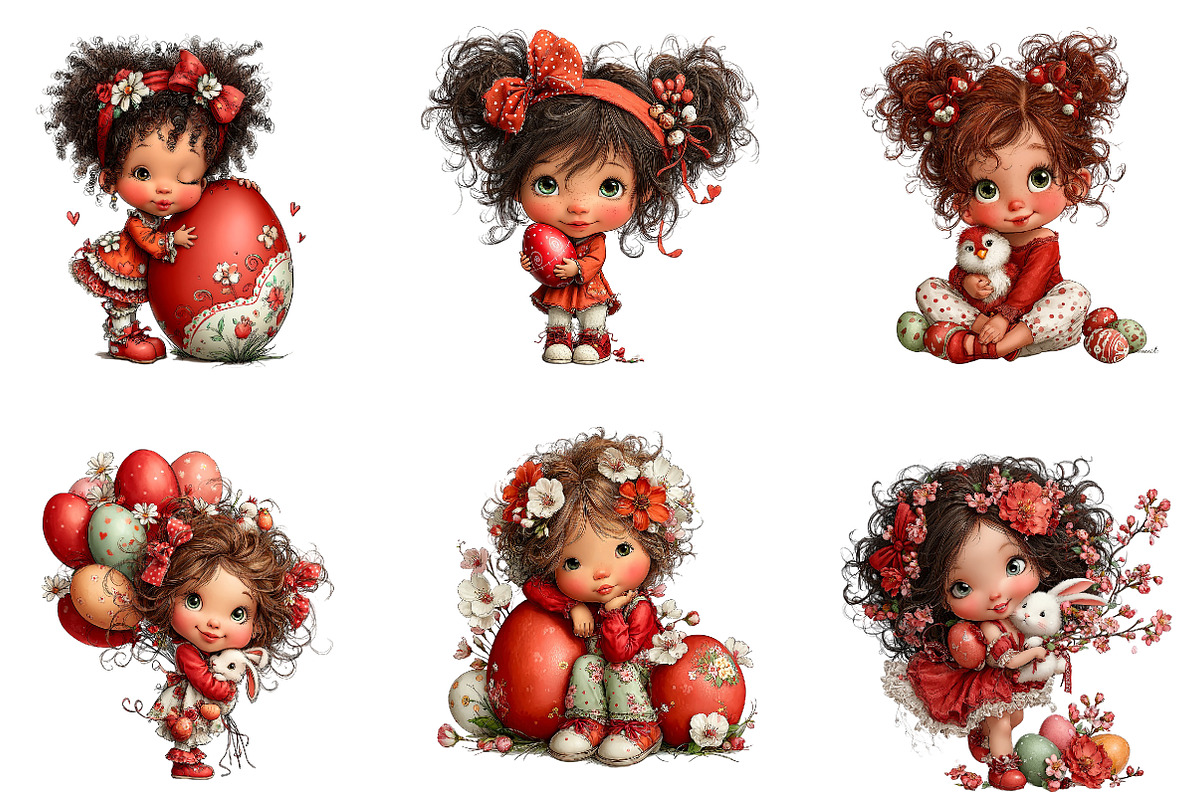 Whimsical Easter Girl Clipart, an Illustration by CreationArt (Photo 4 of 7)