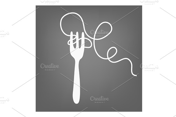 Spaghetti And Fork Silhouette