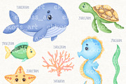 Sea Animals Clipart, Ocean Clipart, an Animal Illustration by ekossa_art (Thumbnail 2 of 6)