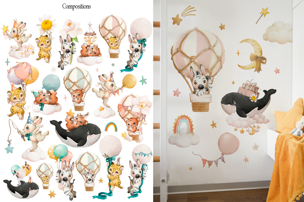 Boho baby Animal watercolor set, an Animal Illustration by TanyaSchuka (Photo 7 of 17)
