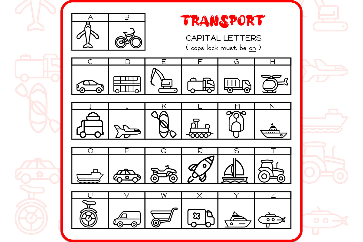 Transport Alphabet - Dingbat Font, a Symbol Font by WADLEN (Photo 2 of 7)