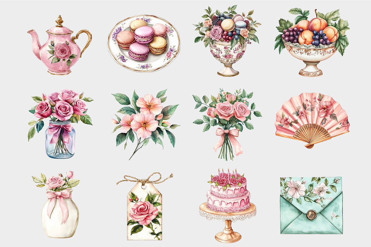 Watercolor Afternoon Tea Clipart, a Seasonal Illustration by Design Market (Photo 5 of 5)