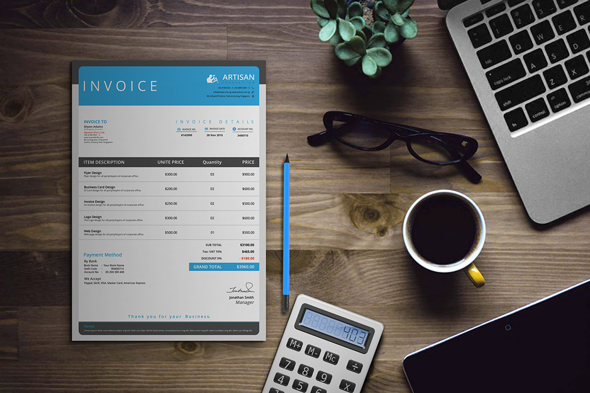 Invoice Bundle, a Stationery Template by artisanHR (Photo 2 of 11)