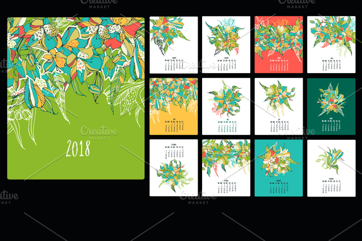 2018 calendar with lilies., a Brochure Template by Mira15