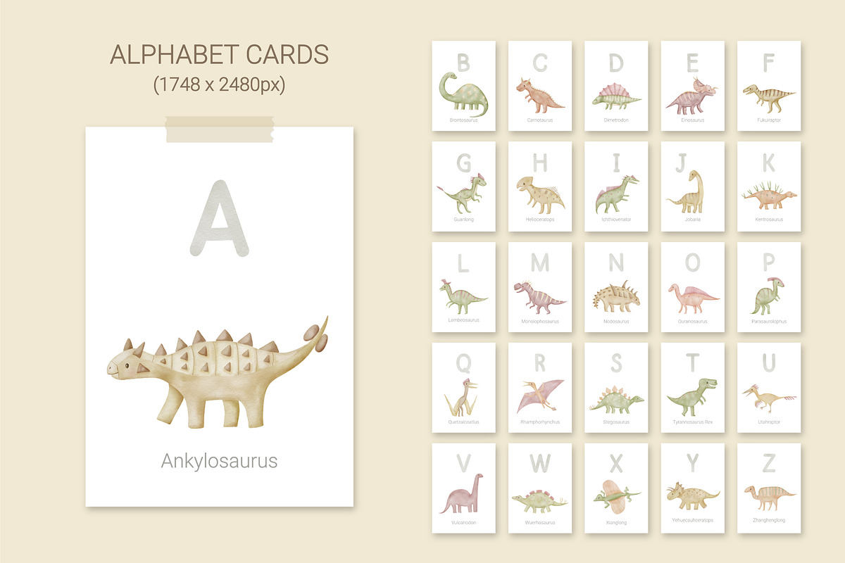 Dinosaur Watercolor Clipart, Pattern, an Object Graphic by NinaFedorova (Photo 6 of 10)