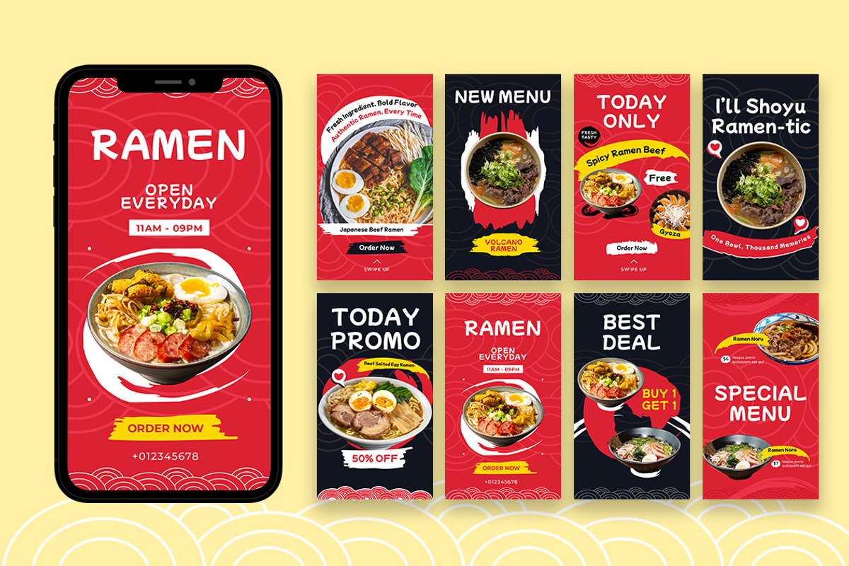 Ramen Instagram Story - Canva,Ai,Psd, a Social Media Template by Jiwstudio (Photo 3 of 3)