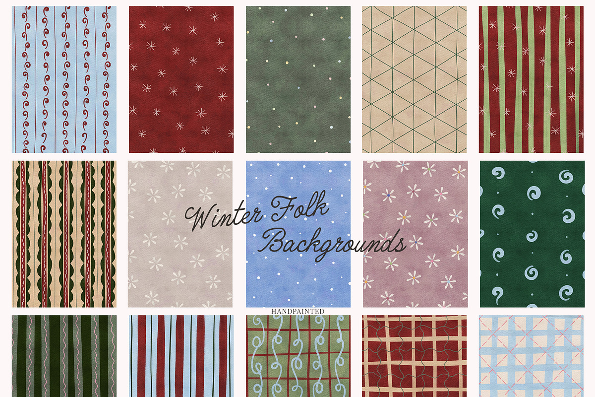 Winter FOLK Frames & Backgrounds, a Decorative Illustration by SunnyAfternoons (Photo 11 of 15)
