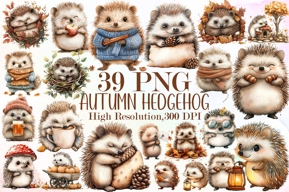 Autumn Hedgehog Clipart, an Illustration by Sublimation Artist (Photo 1 of 6)