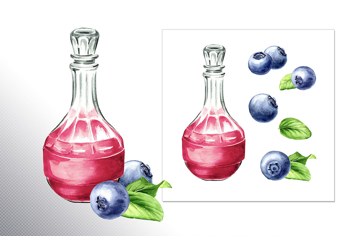 Blueberry. Watercolor collection, a Food Illustration by Daria Ustiugova (Photo 17 of 25)