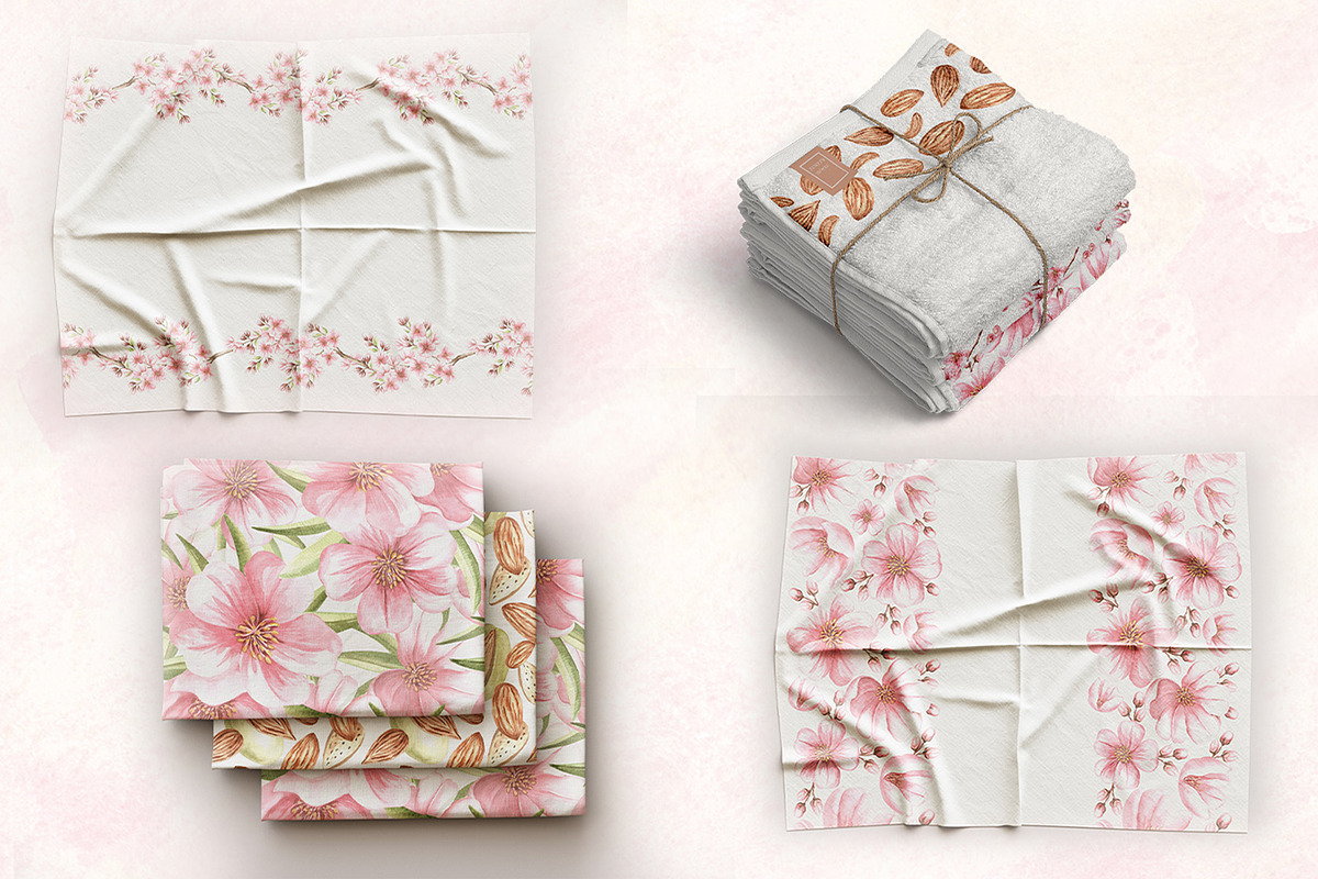 Blossoming Almond watercolor clipart, a Food Illustration by susie-p-art (Photo 17 of 18)