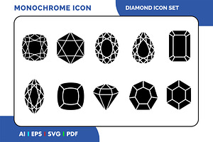 Diamond Icon Set Luxury Vector