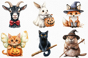 Watercolor Halloween Animals Clipart, an Illustration by Craft Nest (Thumbnail 2 of 5)