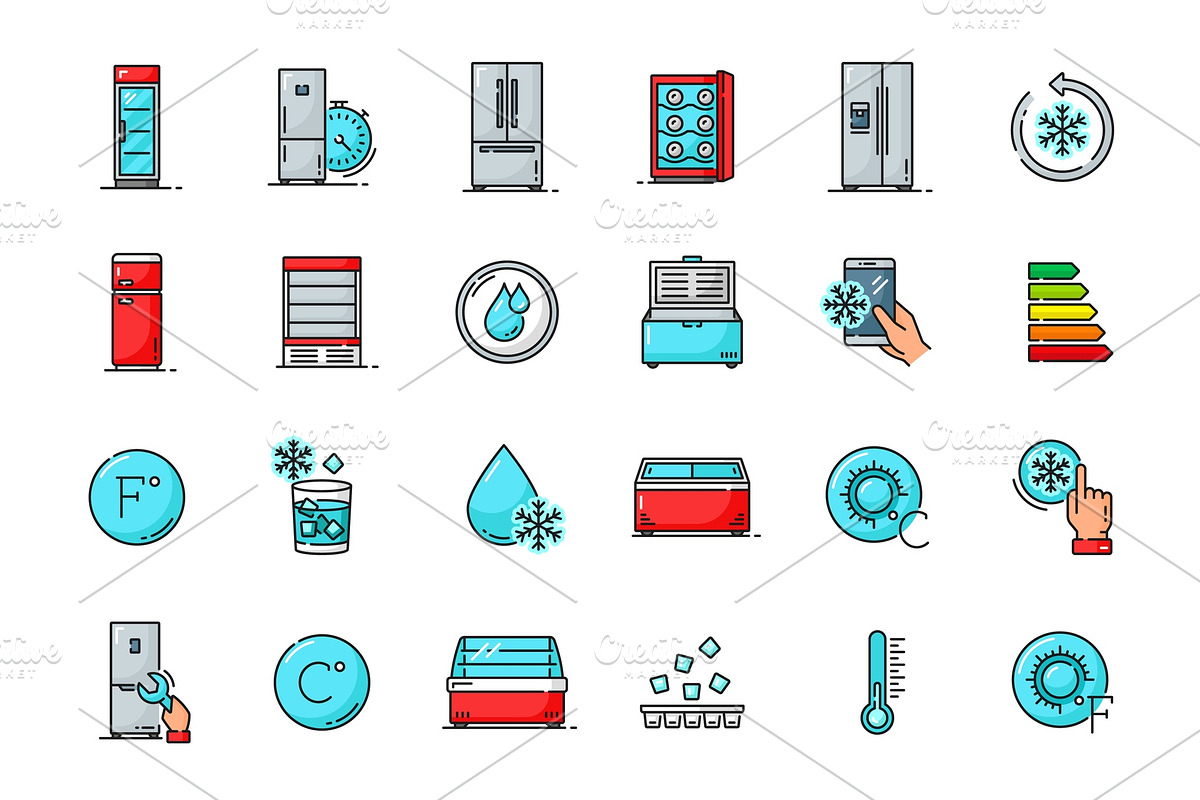 Fridge and freezer, storage icons, a Food Illustration by Vector Tradition (Photo 3 of 3)