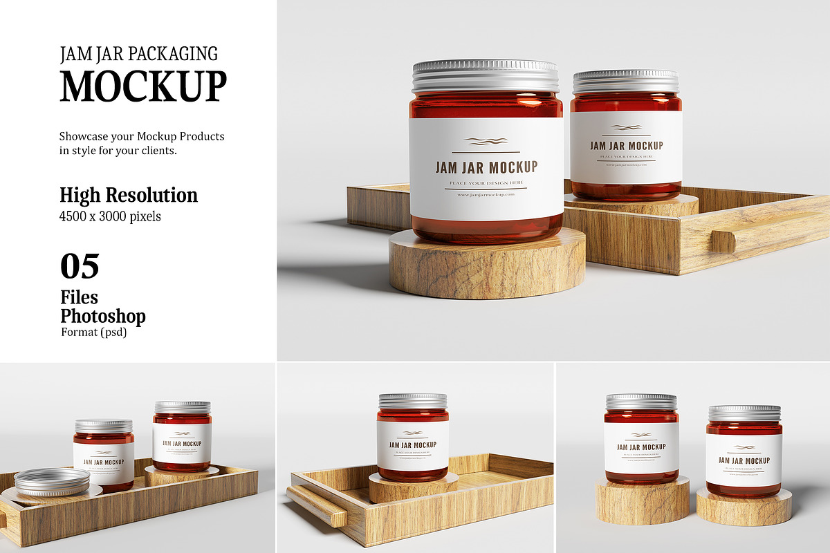 Jam Jar Packaging Mockup, a Packaging Mockup by AndikaGraphic (Photo 1 of 7)