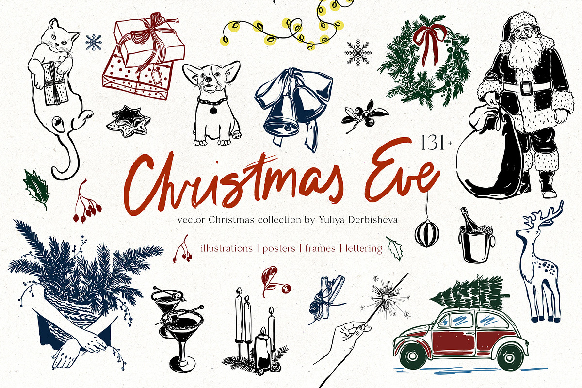 Christmas vector illustration doodle, an Object Illustration by Yuliya Derbisheva (Photo 1 of 12)