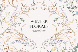 WINTER FLORALS watercolor set, a Decorative Illustration by Yuliia Lashevska