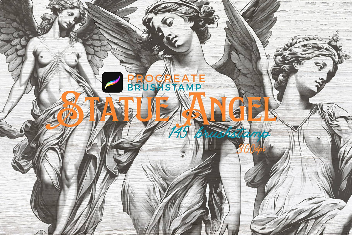 145 Angel Statues brushstamp, a Brush Add-On by TaKong Magics (Photo 5 of 7)