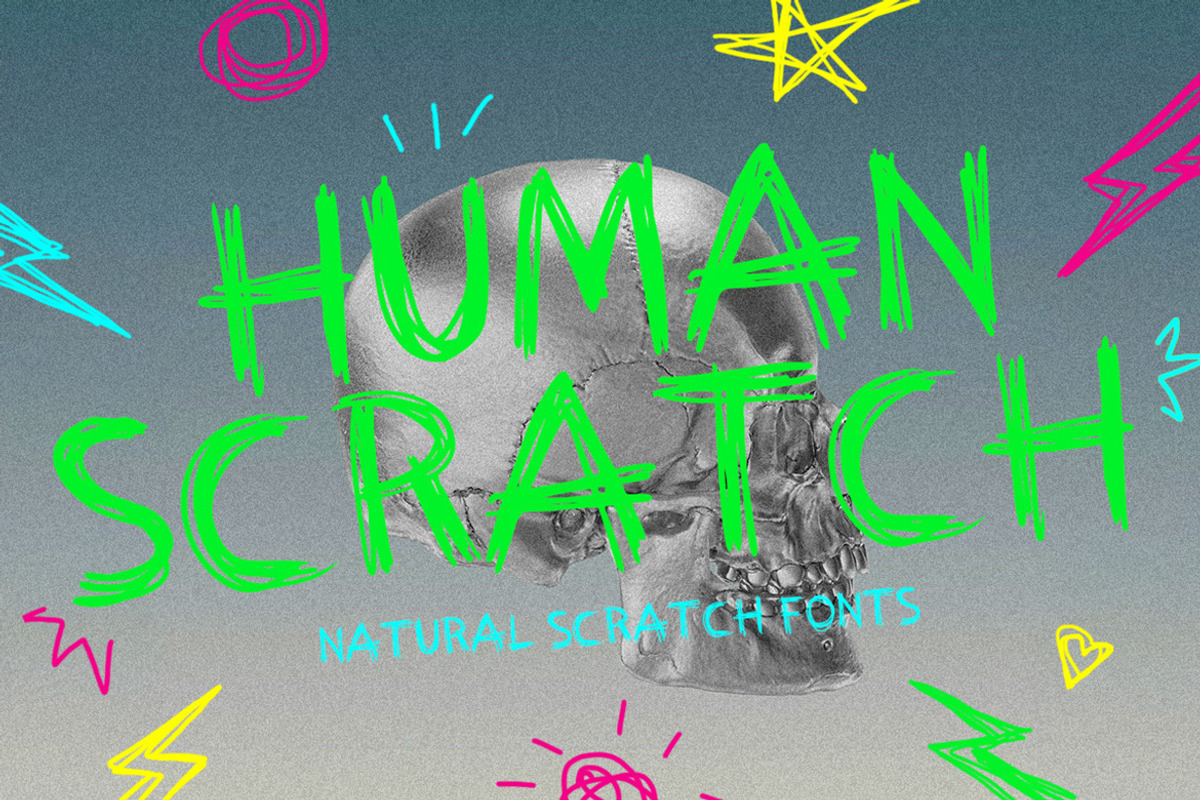 Human Scratch Fonts, a Handwritten Font by tomatstudio (Photo 1 of 5)