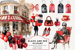 Black Friday's Black & Red Clipart, an Illustration by NadiaTheronArt