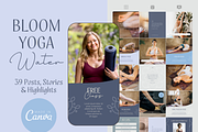 Bloom Yoga Water Canva Template, a Social Media Template by The Inspired Brand (Thumbnail 1 of 8)