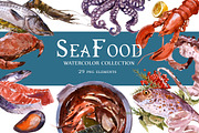 Sea Food Watercolor set, a Graphic by Tamaretto (Thumbnail 1 of 3)