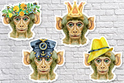 Monkey portraits, an Animal Illustration by Watercolor fantasy (Thumbnail 8 of 9)
