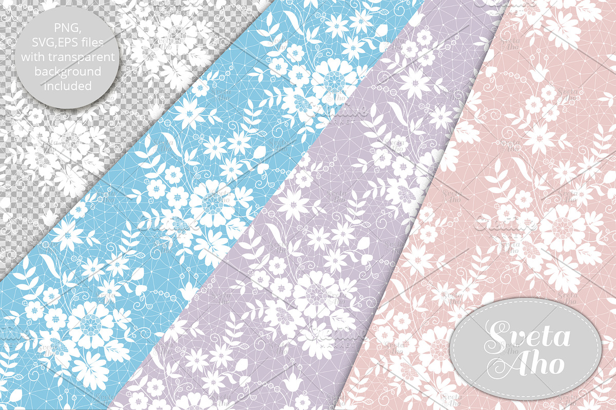 Seamless Lace Floral Patterns, a Pattern Graphic by Sveta Aho (Photo 2 of 6)