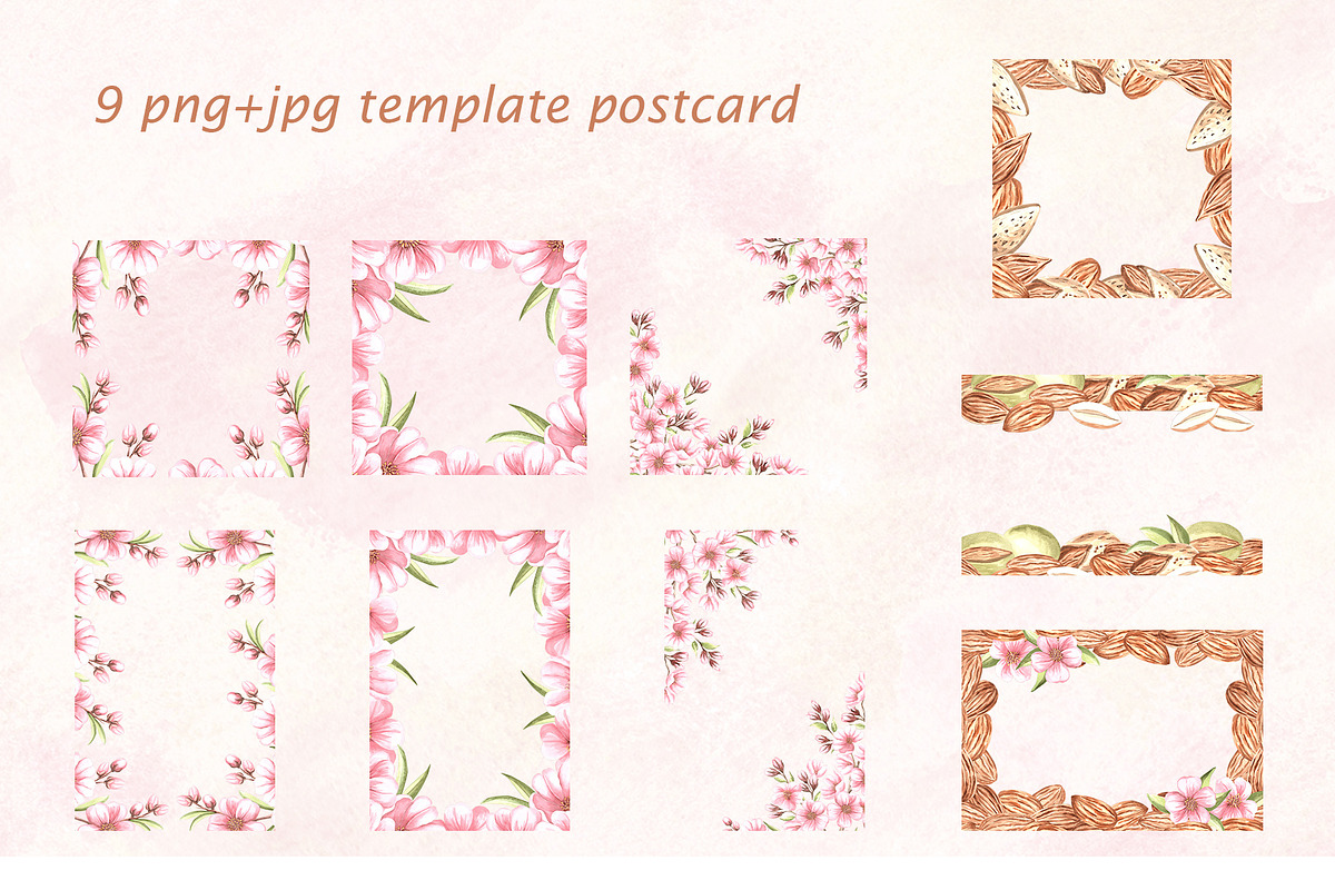 Blossoming Almond watercolor clipart, a Food Illustration by susie-p-art (Photo 13 of 18)
