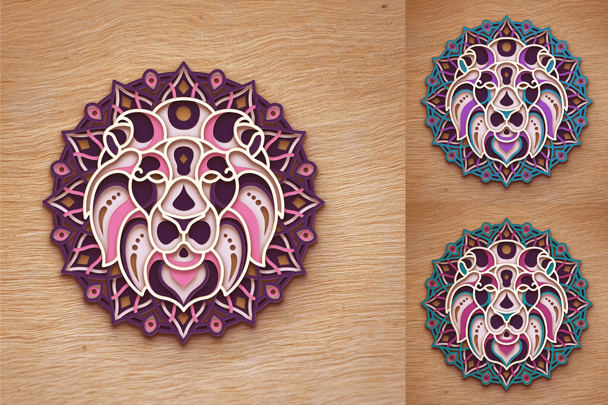 Lion 3D Mandala - SVG Laser cut file, an Object Graphic by Arshad Ali (Photo 7 of 8)