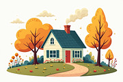 Dreamy Autumn Cottage Clipart Bundle, an Illustration by BIPLOB EXPERT (Thumbnail 8 of 13)