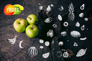 Hand-drawn fruit. vector