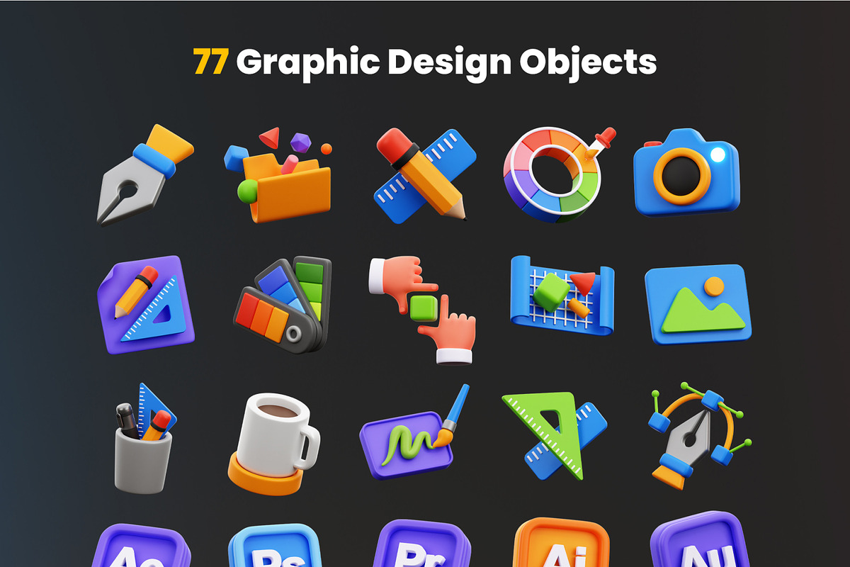 Graphic Design 3D Icons, an Object 3D Model by Rakata Studio (Photo 7 of 7)