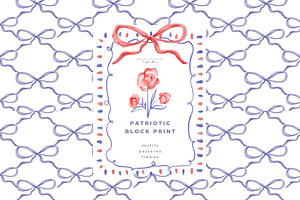 Patriotic Block Print Frames & PNG, a Seasonal Illustration by Essem Creatives