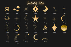 Gold Celestial Elements PNG